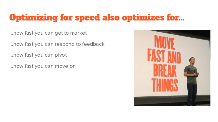 Optimizing for speed also optimizes for...